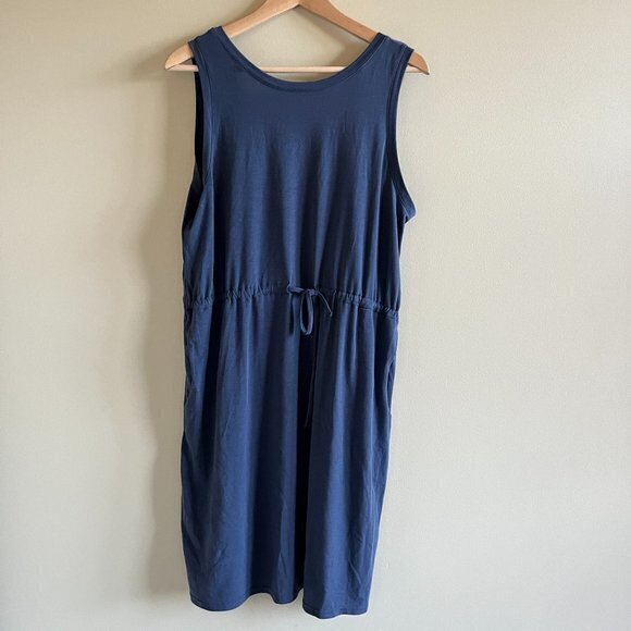 Columbia Easy Does It Omni-Shade Navy Blue Summer‎ Dress Pockets Womens Size L - Picture 1 of 8